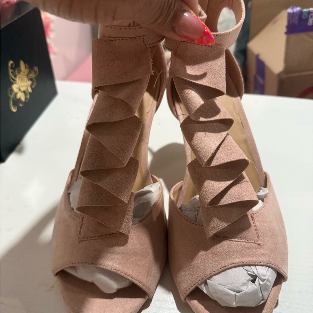 Torrid Pink Suede Peep-Toe Sandals